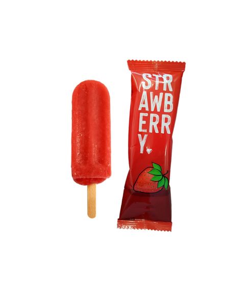 90 ml strawberry sorbet ice cream in flow pack with all-round advertising print