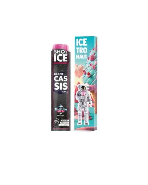 1 Shot Ice Black Cassis Lime with vodka in promotional cardboard packaging with logo print