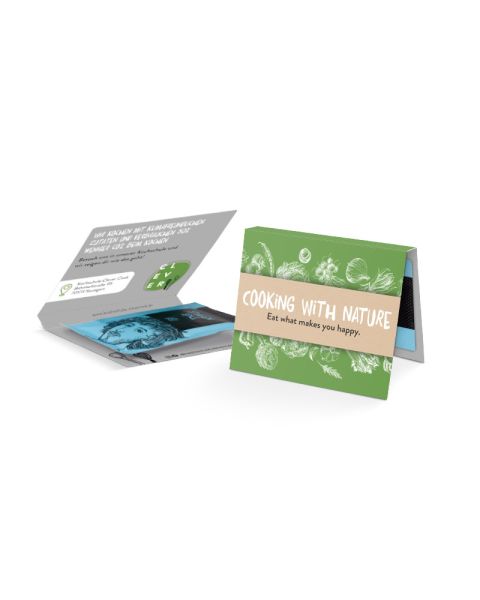 Advertising card Just Spices bread seasoning mix with logo print
