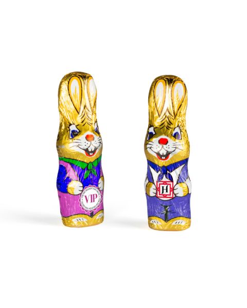 15 g Easter bunny made from Fairtrade chocolate with customised printed foil wrapper