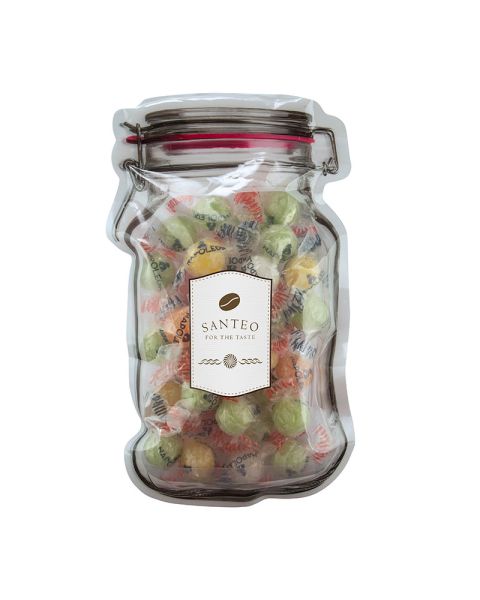 Napoleons in maxi bags in Weck jar shape with promotional label