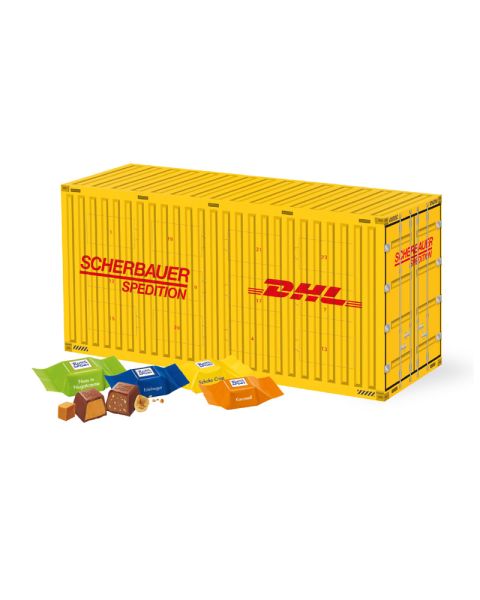 3D Adventskalender Container Ritter SPORT Schokowürfel und Werbedruck
