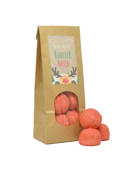 Edible reindeer noses with promotional label