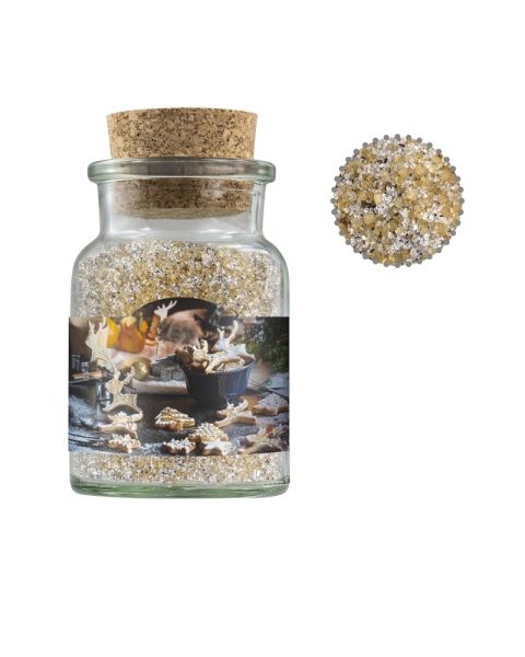 150 g vanilla sugar in a cork jar with promotional label