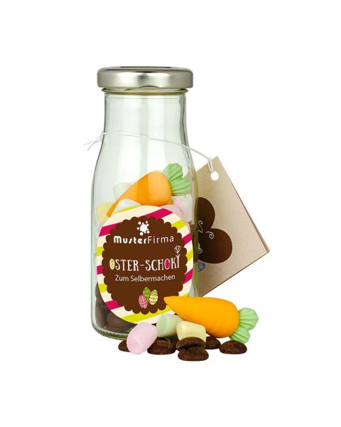 Easter chocolate drink with promotional label