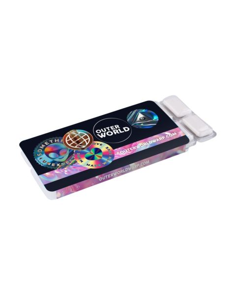 A 12-pack blister pack of Sportlife sugar-free chewing gum featuring a promotional print