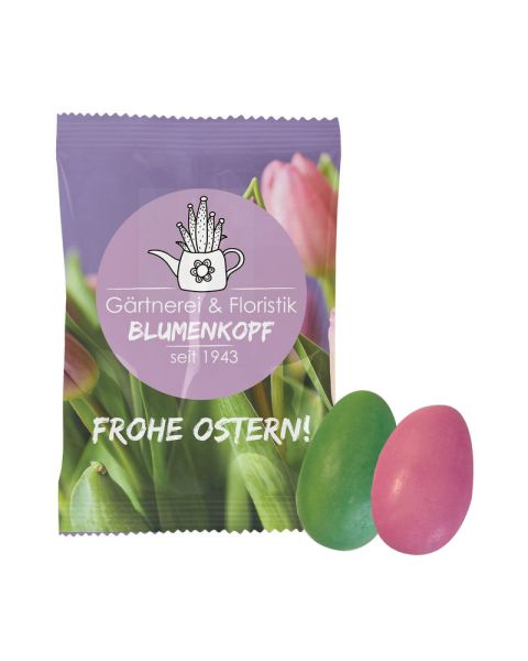 HARIBO meringue eggs in promotional bags with logo print