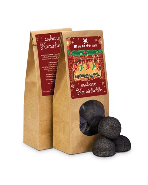 Surprise bag with chimney coal and promotional print