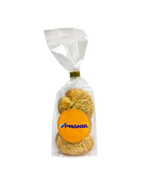 Butter biscuits in stand-up pouches with promotional label