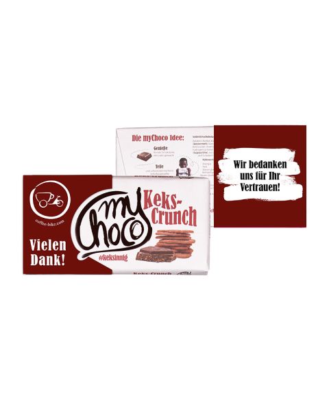 180 g myChoco Schokoladentafel Keks-Crunch mit Werbebanderole