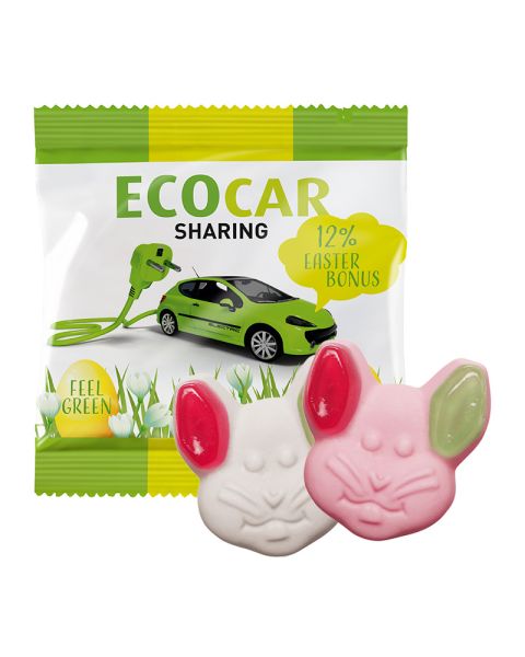 20 g Katjes Grün-Ohr Hase im Werbetütchen mit Wunschbedruckung