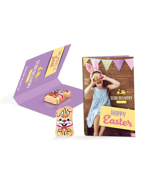 Advertising card Easter bunny with logo print