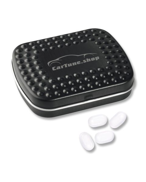 tic tac Techno tin with embossing and logo print