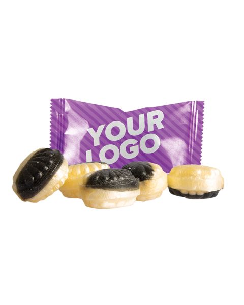 Sweets in flow pack with promotional print