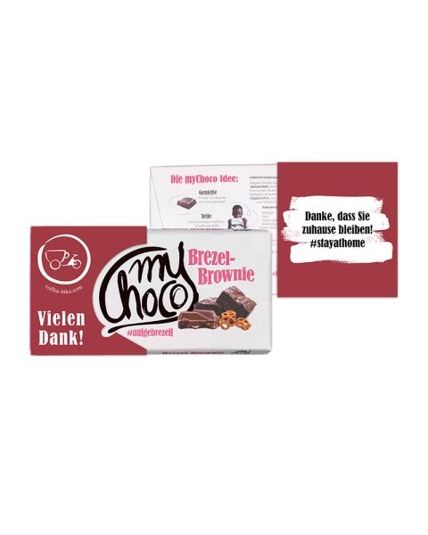 180 g myChoco Schokoladentafel Brezel-Brownie mit Werbebanderole