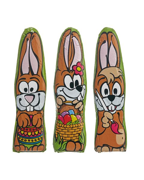 Mini chocolate Easter bunnies with standard motifs