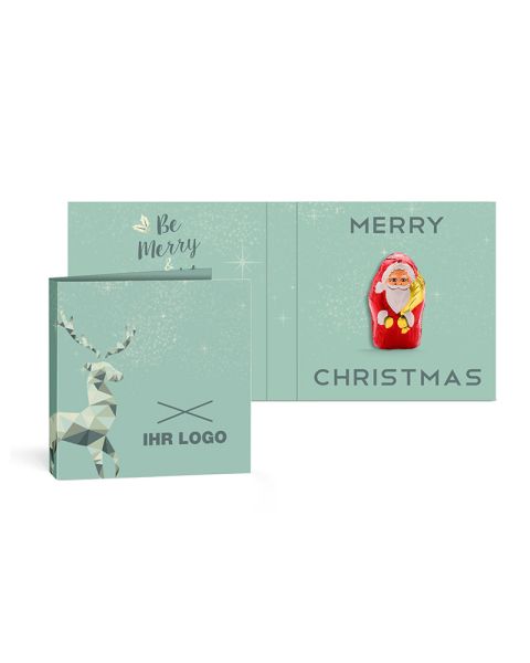 10 g Rausch Plantation Chocolate Santa Claus in folding card with advertising print