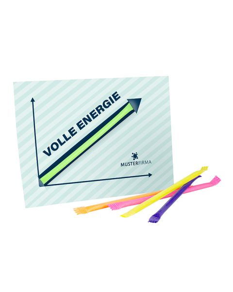 1.5 g fizz powder on mailing card with promotional print