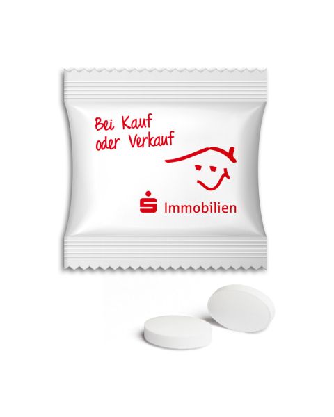 Double mint in promotional flow pack with logo print