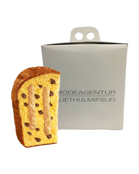 750 g Panettone mit Schokoladenstückchen und Tiramisucreme in einer Faltschachtel mit Werbeanbringung
