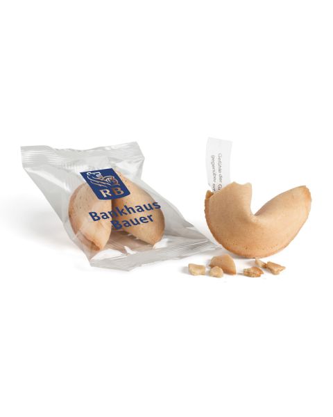Promotional fortune cookie with logo print
