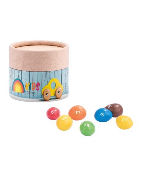 Mini paper tin M&M's Peanuts with paper label and logo print