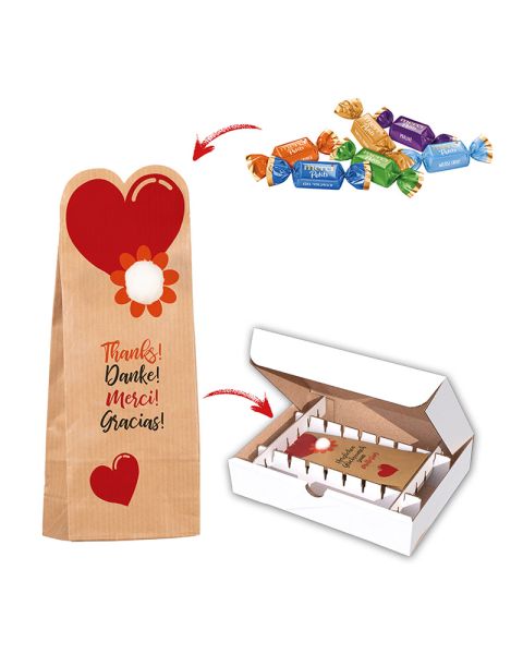 Mailing box Happy Bag 'Thank you' with Merci with advertising