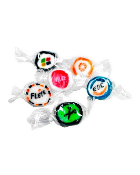 Handmade Rocks sweets with moulded logo
