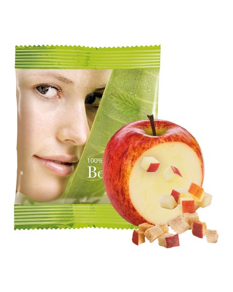 PÄX crunchy apple cubes in promotional bag with logo print