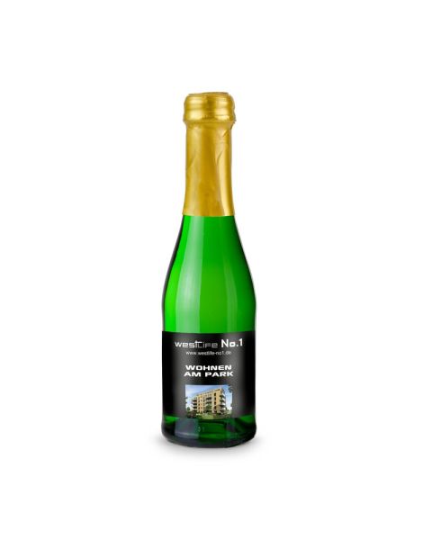 0.2 l Piccolo sparkling wine cuvée green bottle with promotional print