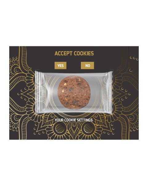 7 g Express Organic Chocolate Hazelnut Cookie on promotional card with logo print