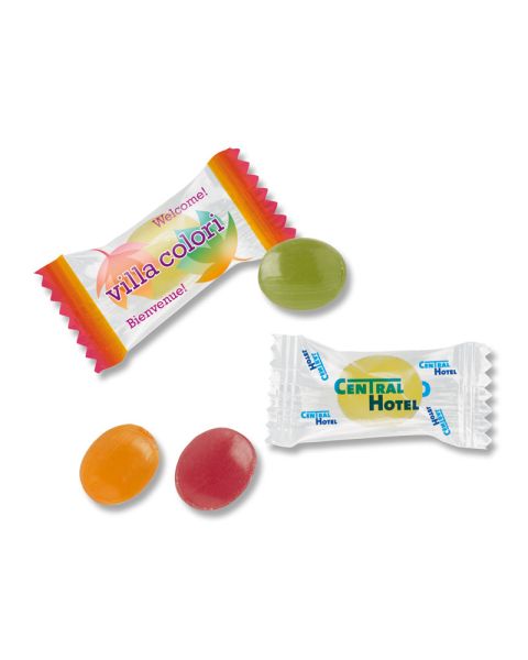Mini Frucht Bonbons im Werbe-Flowpack