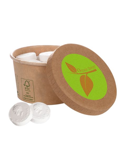 130 g Wilhelmina mint in paper cup with promotional print