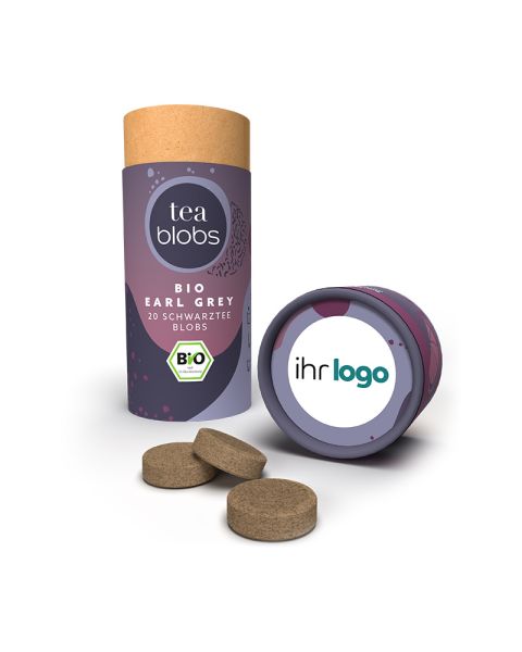 Bio Earl Grey TeaBlobs in Eco Pappdose mit Werbeanbringung