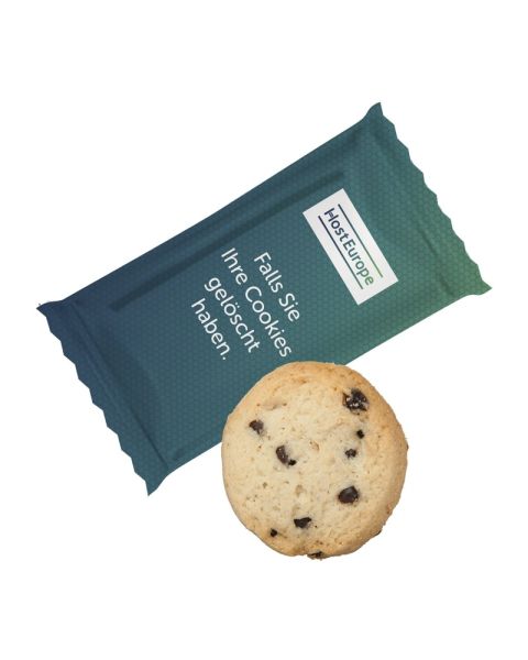 7 g organic chocolate orange cookies in flow pack with promotional print