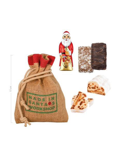 Christmas mix in jute bag with customised tag