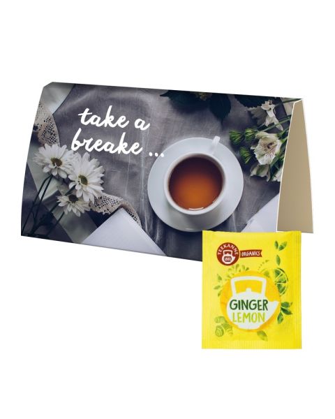 Organic tea bags Ginger Lemon in printable folding card