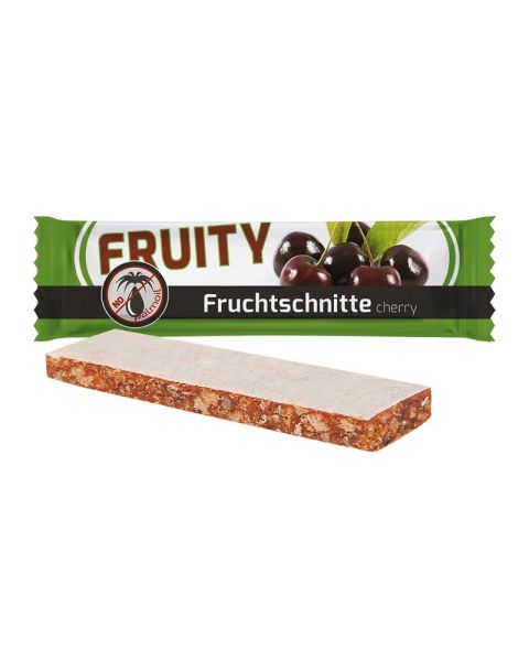 23 g cherry fruit bar in flow pack with promotional print