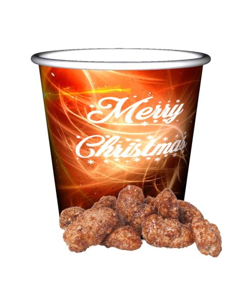 40 g fire-roasted organic almonds in a snack cup with promotional print
