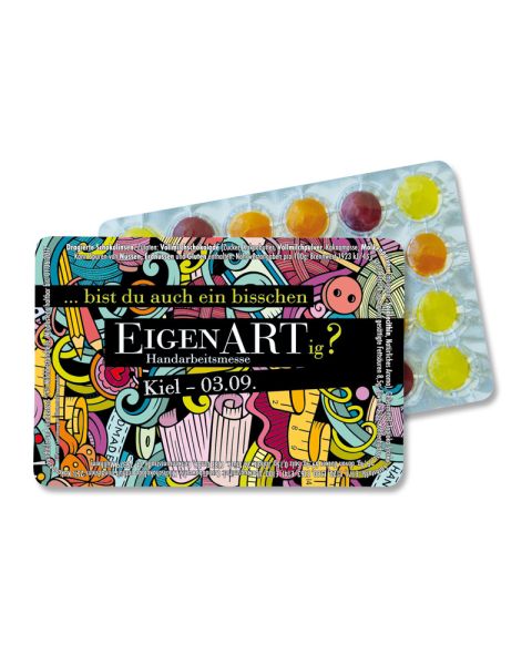 Pulmoll throat lozenges event calendar with logo print