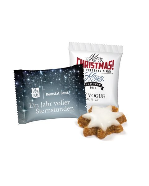 Mini cinnamon stars with logo print