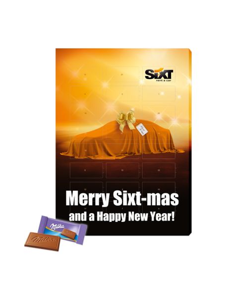 Lastminute Milka Werbe Adventskalender mit Bedruckung