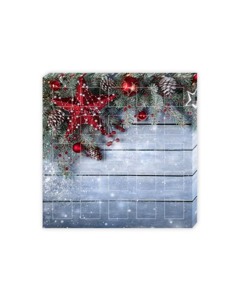 Befüllbarer Adventskalender quadratisch 23 kleine Fächer + 1 großes Fach mit Werbedruck