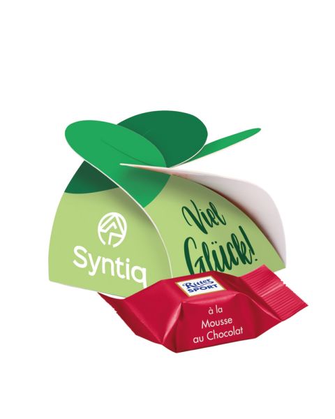 Ritter SPORT Schokowürfel Mousse au Chocolate in der Werbebox mit Logodruck