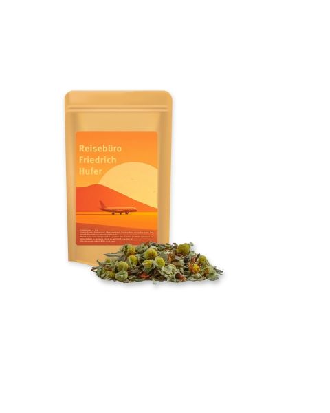 20 g Bio Rotbuschtee Entspannungszeit im Mini Doypack mit Werbeetikett