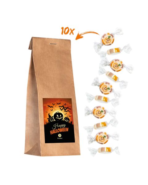 Paper bag with standard Happy Halloween sticker