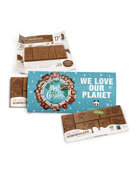 Der Gute Kalender mit Fairtrade-Schokolade und Werbedruck