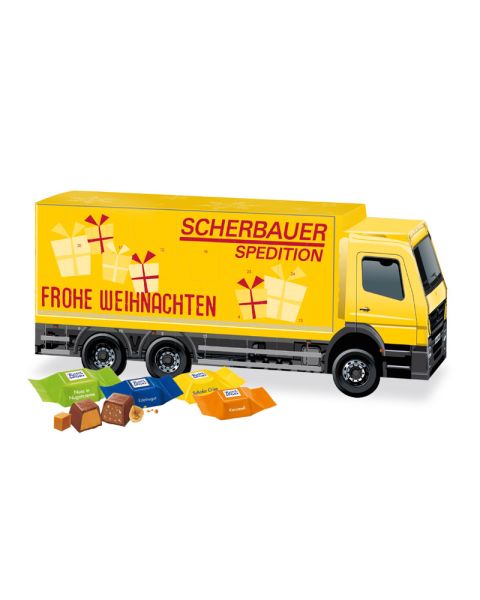 3D Adventskalender LKW Ritter SPORT Schokowürfel und Werbedruck