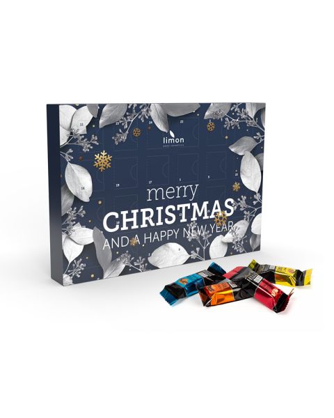 A 240 g Lindt HELLO Mini Stick Advent calendar with a promotional print