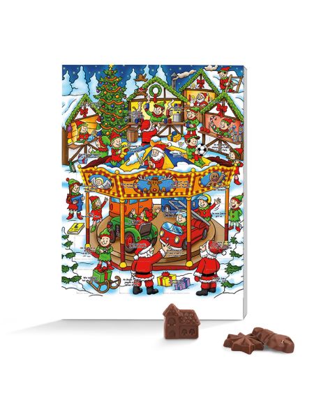 Wall advent calendar classic portrait format with puzzle motif and promotional print